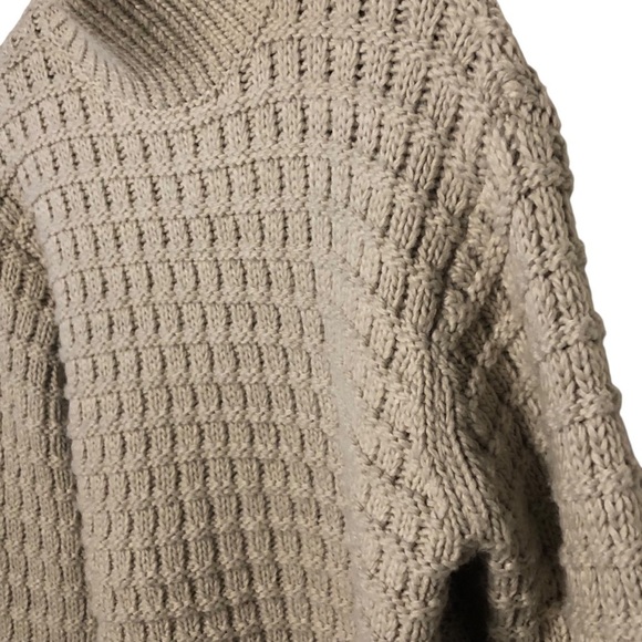 H&M Fisherman Sweater Oversized XS Cableknit Neutral Beige High Neck Preppy - Picture 5 of 9